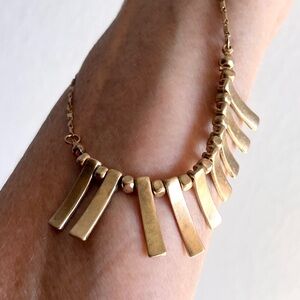 Marlyn Schiff Rare GoldPlated Fringe Necklace Bars Beads on Chain 8 Inch Drop